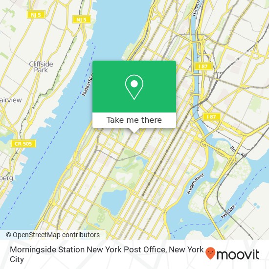 Morningside Station New York Post Office map
