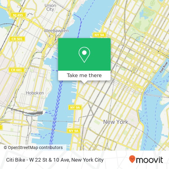 Mapa de Citi Bike - W 22 St & 10 Ave