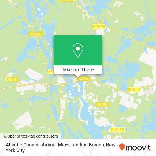 Atlantic County Library - Mays Landing Branch map