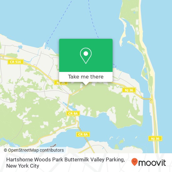 Mapa de Hartshorne Woods Park Buttermilk Valley Parking