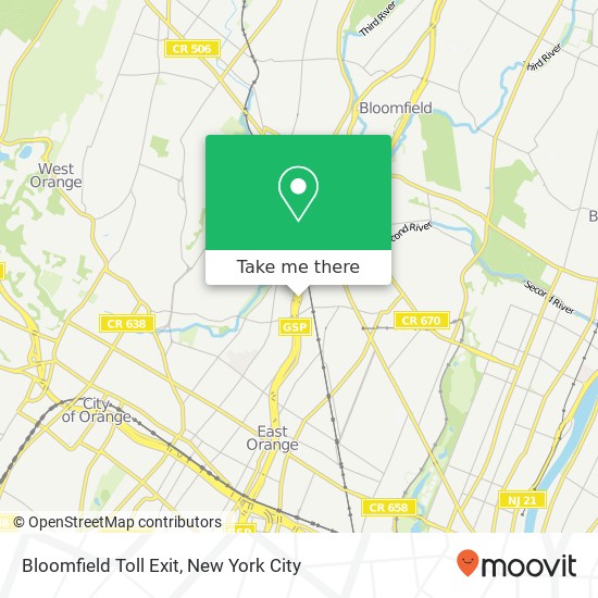 Mapa de Bloomfield Toll Exit