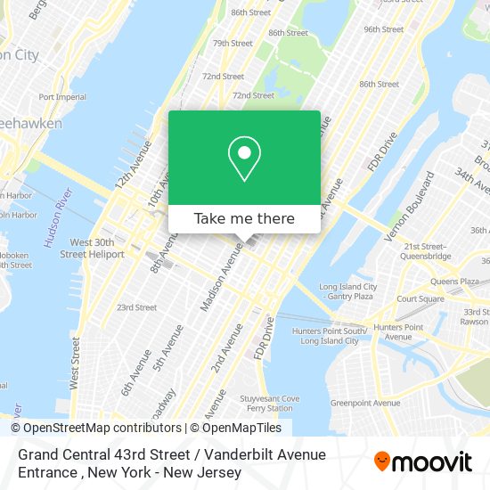 Mapa de Grand Central 43rd Street / Vanderbilt Avenue Entrance