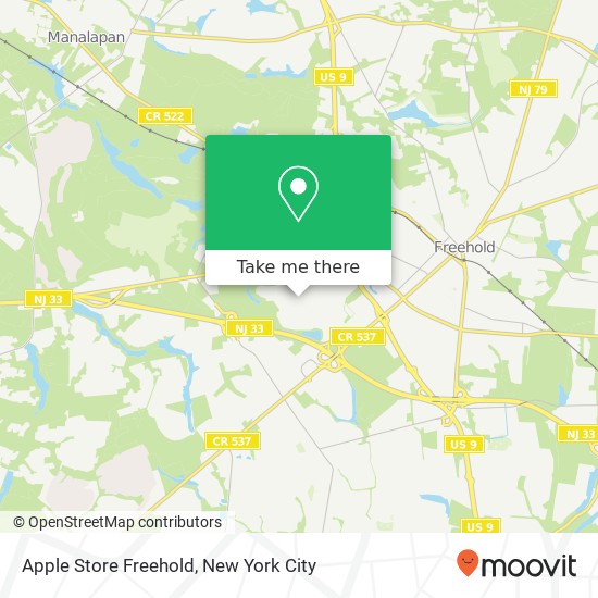 Mapa de Apple Store Freehold