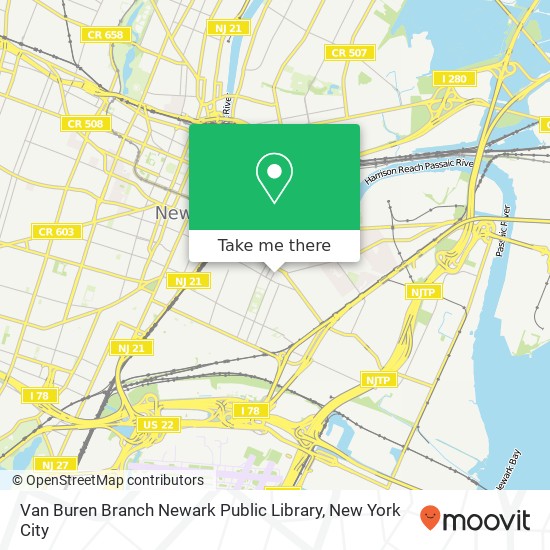 Mapa de Van Buren Branch Newark Public Library