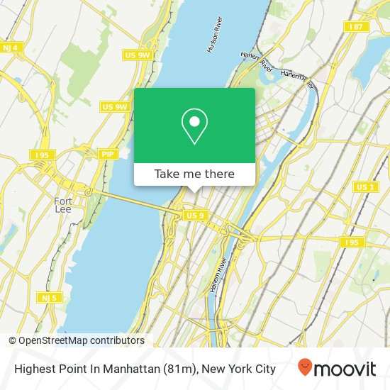 Mapa de Highest Point In Manhattan (81m)