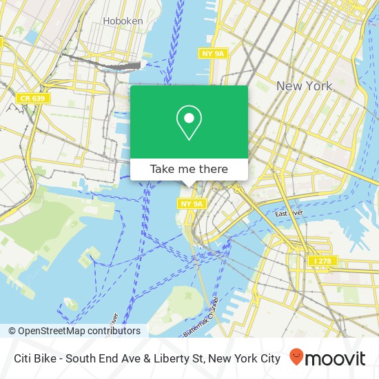 Mapa de Citi Bike - South End Ave & Liberty St