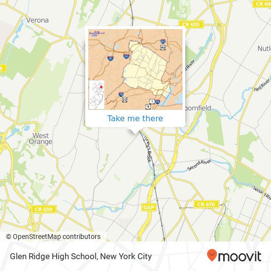 Mapa de Glen Ridge High School