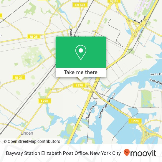 Mapa de Bayway Station Elizabeth Post Office