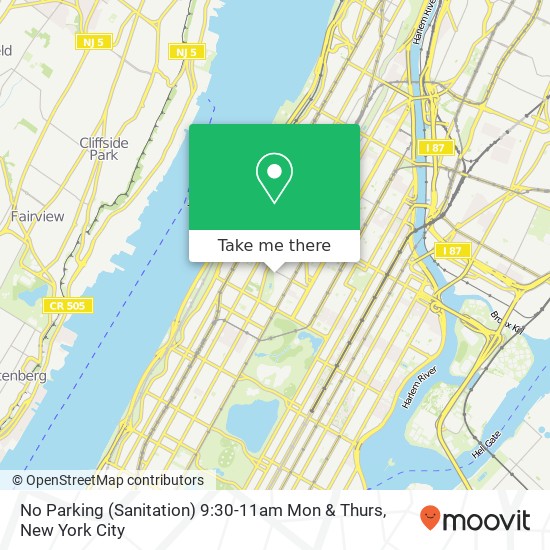 Mapa de No Parking (Sanitation) 9:30-11am Mon & Thurs