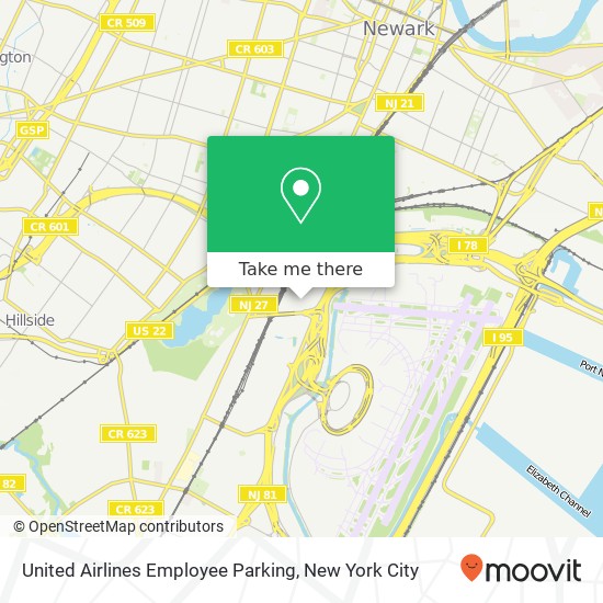 Mapa de United Airlines Employee Parking