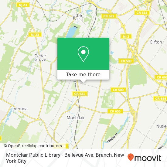 Mapa de Montclair Public Library - Bellevue Ave. Branch