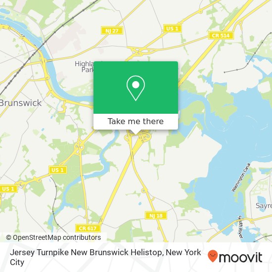 Mapa de Jersey Turnpike New Brunswick Helistop