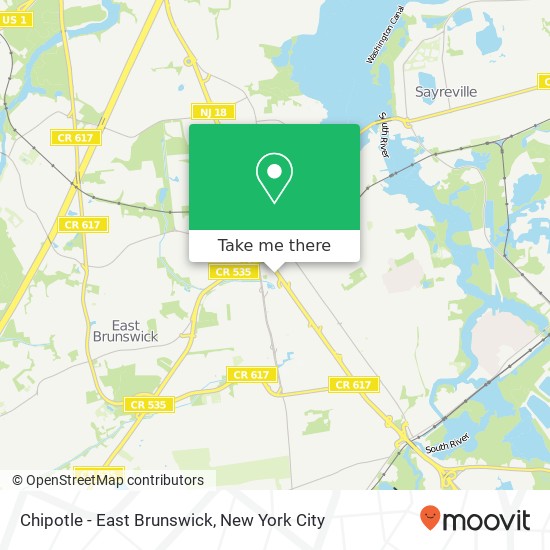 Mapa de Chipotle - East Brunswick