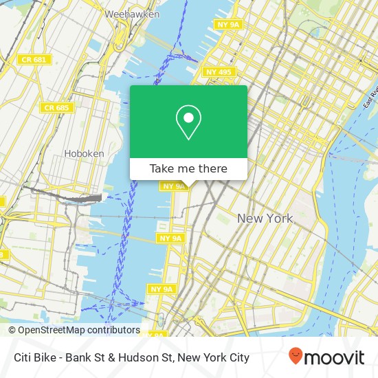 Mapa de Citi Bike - Bank St & Hudson St