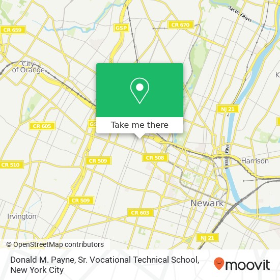 Mapa de Donald M. Payne, Sr. Vocational Technical School