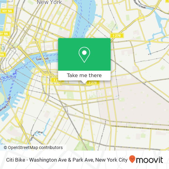 Mapa de Citi Bike - Washington Ave & Park Ave