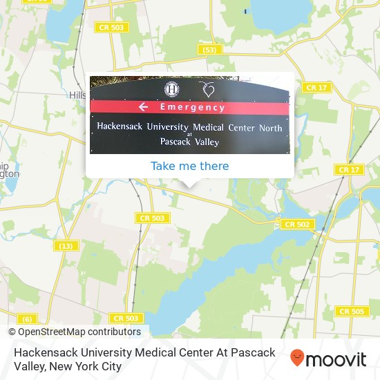 Mapa de Hackensack University Medical Center At Pascack Valley