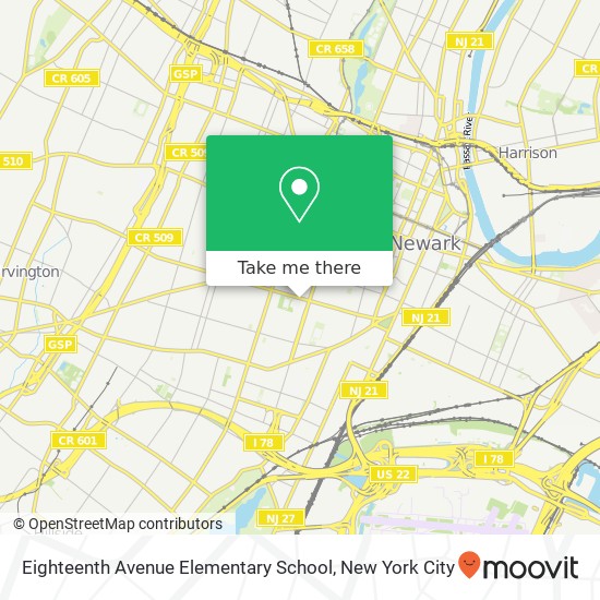 Mapa de Eighteenth Avenue Elementary School