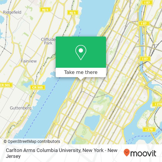 Carlton Arms Columbia University map