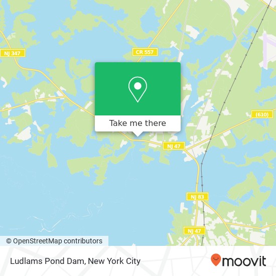 Ludlams Pond Dam map