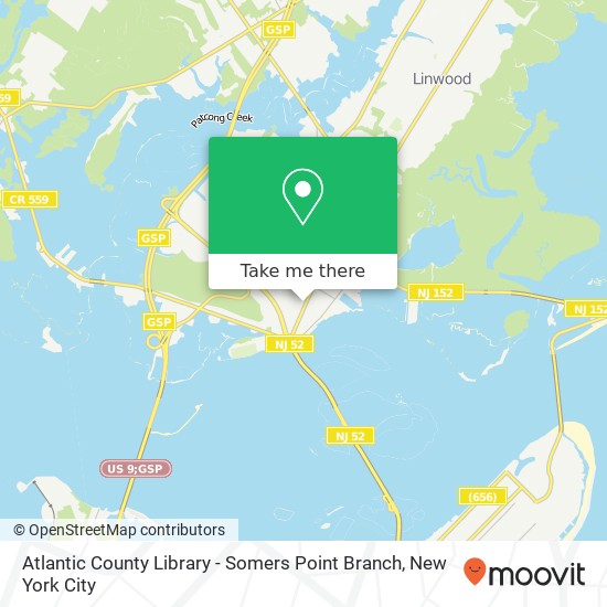 Mapa de Atlantic County Library - Somers Point Branch