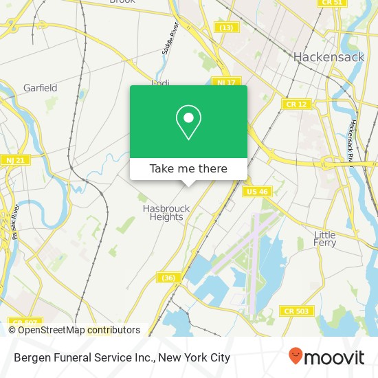 Mapa de Bergen Funeral Service Inc.