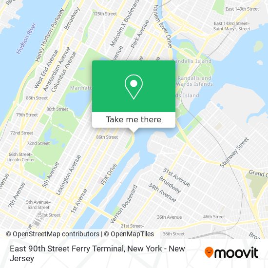 Mapa de East 90th Street Ferry Terminal