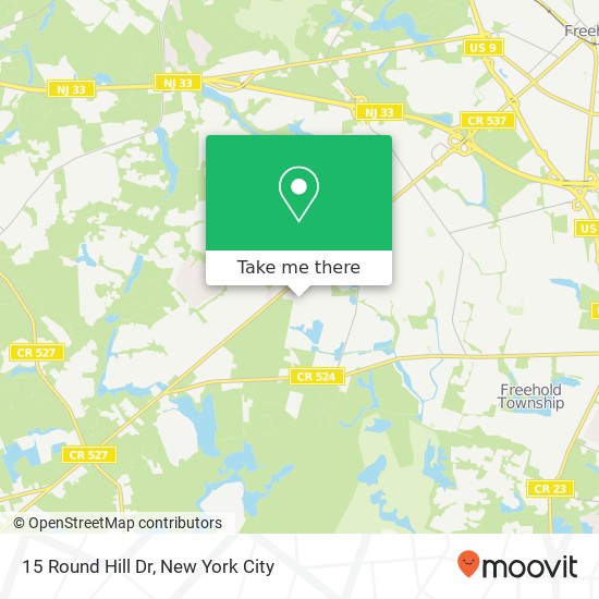 Mapa de 15 Round Hill Dr, Freehold, NJ 07728