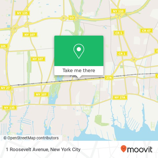 Mapa de 1 Roosevelt Avenue, 1 Roosevelt Ave, Massapequa Park, NY 11762, USA