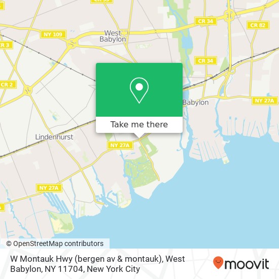 Mapa de W Montauk Hwy (bergen av & montauk), West Babylon, NY 11704