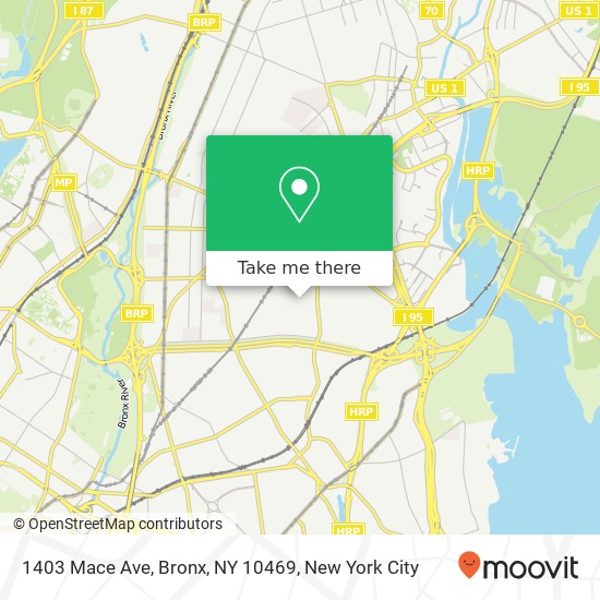 Mapa de 1403 Mace Ave, Bronx, NY 10469