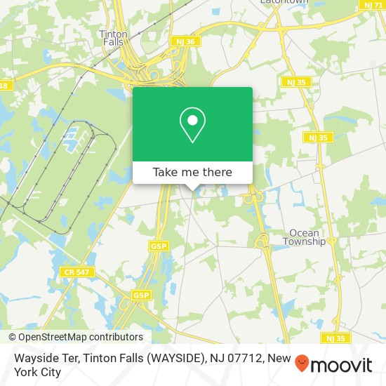 Mapa de Wayside Ter, Tinton Falls (WAYSIDE), NJ 07712