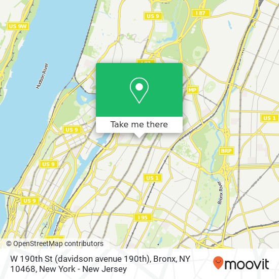 W 190th St (davidson avenue 190th), Bronx, NY 10468 map