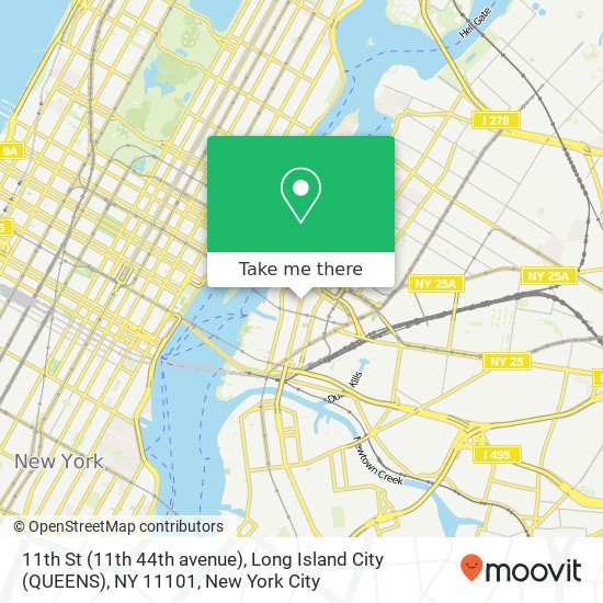 Mapa de 11th St (11th 44th avenue), Long Island City (QUEENS), NY 11101