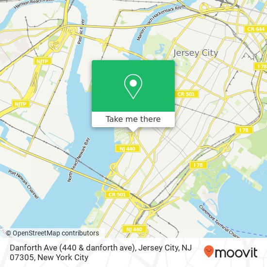 Mapa de Danforth Ave (440 & danforth ave), Jersey City, NJ 07305