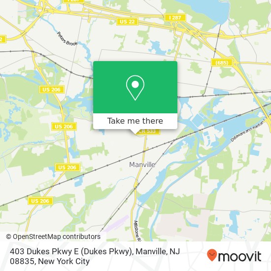 Mapa de 403 Dukes Pkwy E (Dukes Pkwy), Manville, NJ 08835