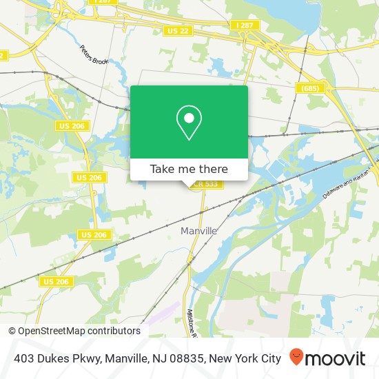 Mapa de 403 Dukes Pkwy, Manville, NJ 08835