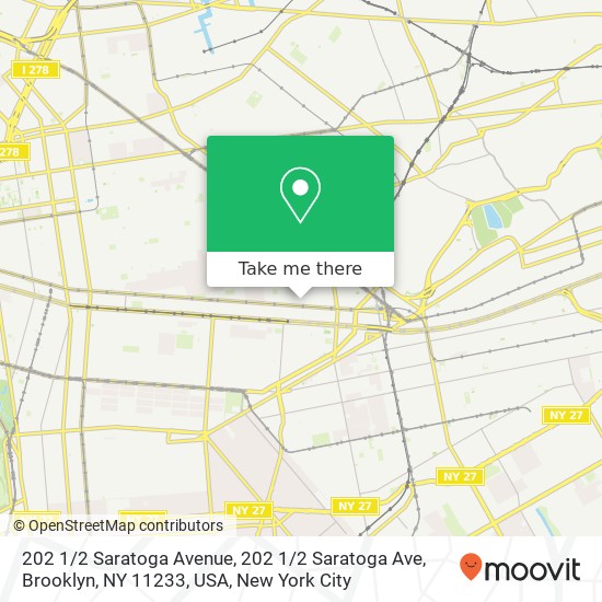 Mapa de 202 1 / 2 Saratoga Avenue, 202 1 / 2 Saratoga Ave, Brooklyn, NY 11233, USA