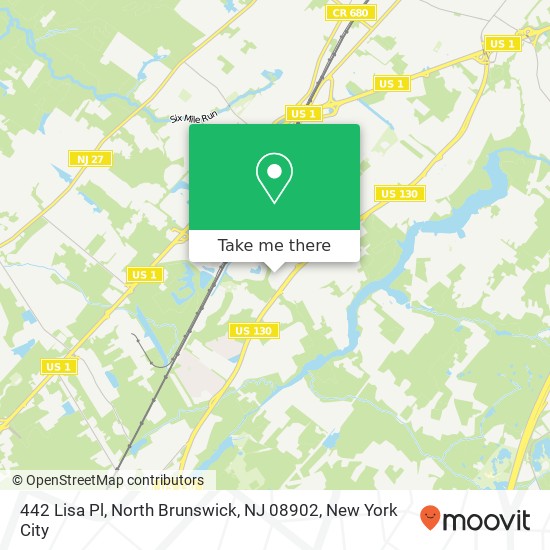 Mapa de 442 Lisa Pl, North Brunswick, NJ 08902