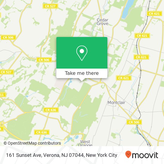 Mapa de 161 Sunset Ave, Verona, NJ 07044