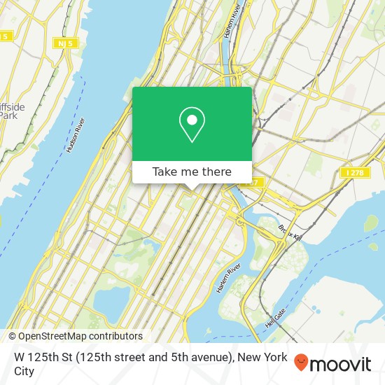 Mapa de W 125th St (125th street and 5th avenue), New York, NY 10035