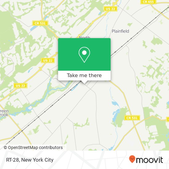 Mapa de RT-28, Plainfield, NJ 07060