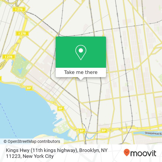 Mapa de Kings Hwy (11th kings highway), Brooklyn, NY 11223