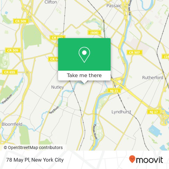 Mapa de 78 May Pl, Nutley, NJ 07110