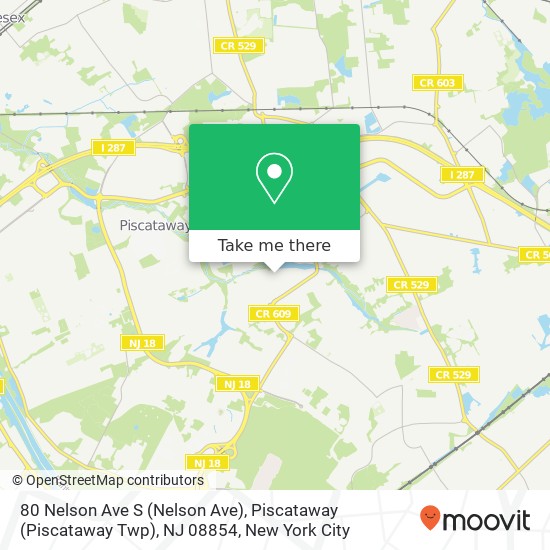 Mapa de 80 Nelson Ave S (Nelson Ave), Piscataway (Piscataway Twp), NJ 08854