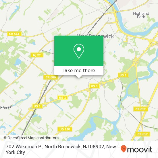 Mapa de 702 Waksman Pl, North Brunswick, NJ 08902