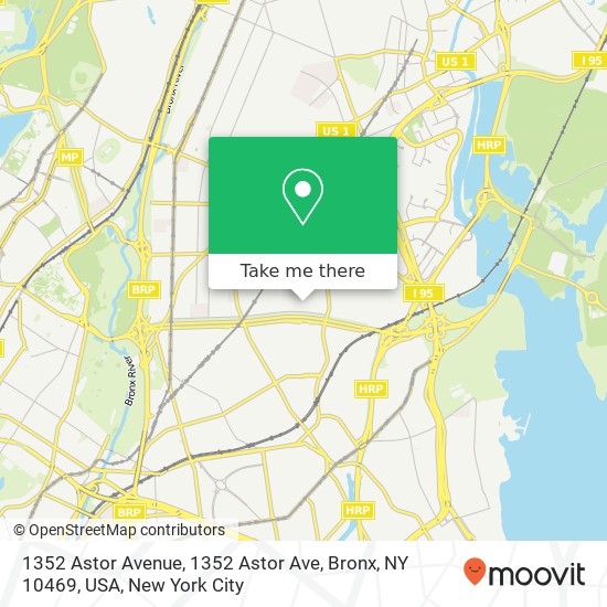 1352 Astor Avenue, 1352 Astor Ave, Bronx, NY 10469, USA map