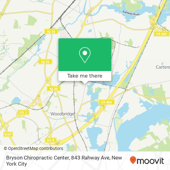 Mapa de Bryson Chiropractic Center, 843 Rahway Ave