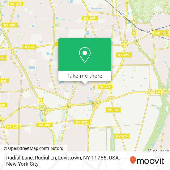 Mapa de Radial Lane, Radial Ln, Levittown, NY 11756, USA