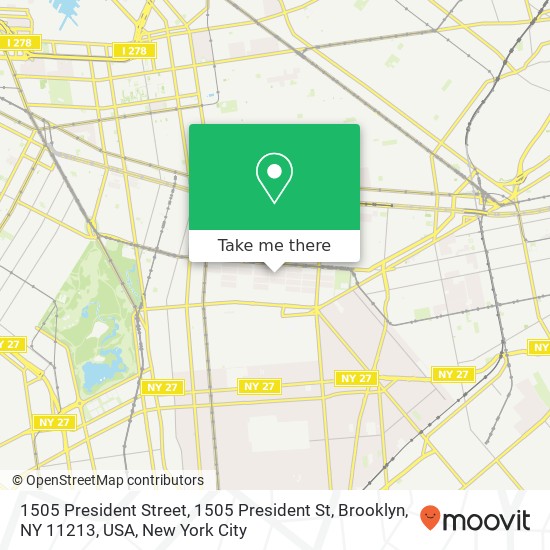 1505 President Street, 1505 President St, Brooklyn, NY 11213, USA map